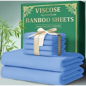 Bamboo sheets king size in light blue.